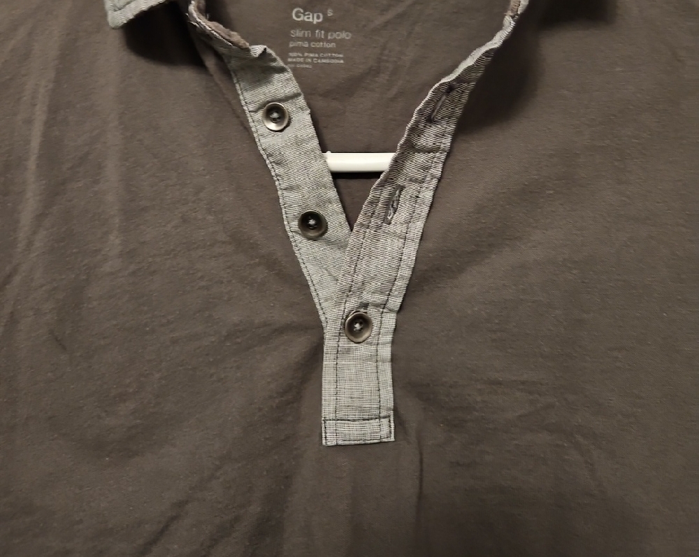 GAP Men's Dark Brown Long Sleeve Polo - Picture 2 of 4